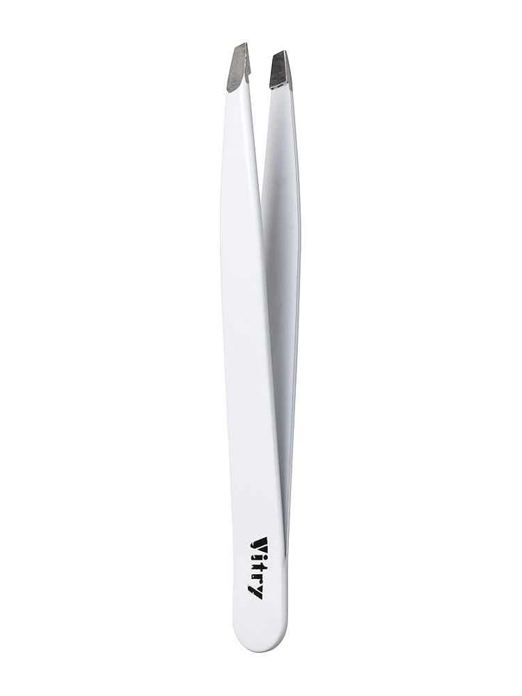 Vitry Pince à Épiler Professionnelle Mors Biais Inox 9 cm - Couleur : Blanc